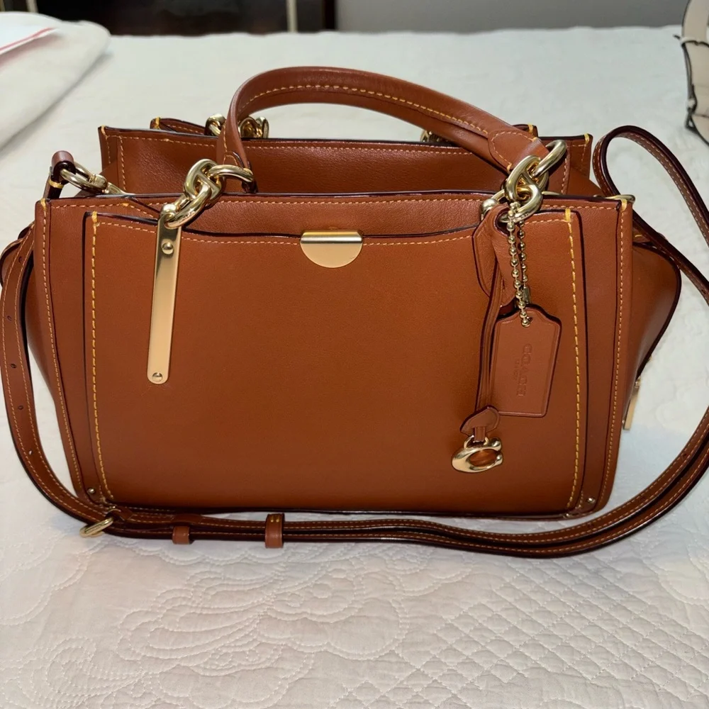Coach Dreamer Brown Leather Satchel with Gold Hardware - Picture 1 of 8